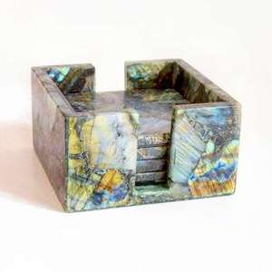 Juego de Posavasos Cuadrados de Labradorita, Resistentes al Calor, Duraderos, Naturales, Protegen las Superficies, Estilo Moderno y Elegante, Hechos a Mano, Regalo de Boda - Product Image 4