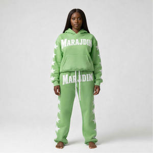 Ensemble deux pièces long personnalisé avec logo, grande taille, tenue décontractée, ensemble deux pièces mode, sweat-shirt et pantalon de jogging pour femme - Product Image 2