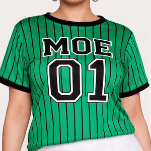 Robe de football américain tendance 2026 personnalisée pour femme, à rayures fines, en maille polyester, manches courtes, uniforme d'équipe, OEM, approvisionnement en gros, USA - Product Image 3