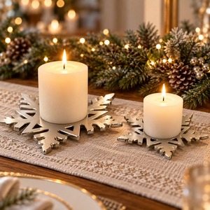 Adorno de Metal con Forma de Copo de Nieve Navideño Tradicional, el Más Vendido de RTS, Decoración para Mesa de Navidad, Figura Ecológica, Regalo Navideño - Product Image 1