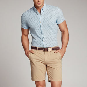 Pantalones cortos chinos para hombre, confeccionados con tela elástica de algodón de primera calidad, que ofrecen comodidad, un estilo casual elegante, una sensación transpirable y un ajuste ceñido. - Product Image 5