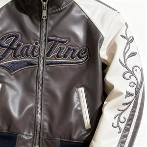 Chaqueta de Motociclista de Cuero Doble Hecha a Medida de Alta Calidad para Hombre, Estilo Urbano de Moda, Impermeable, Transpirable, con Cuello Alto - Product Image 2