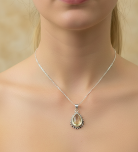 Pendentif en citrine naturelle en forme de larme, collier en argent sterling 925 fait à la main, charme plaqué or rose et or jaune, bijoux - Product Image 2
