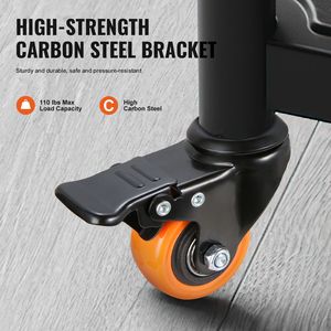Ensemble de 4 roulettes robustes de 2 pouces, capacité de charge de 110 lb, tige filetée avec double frein de blocage et roue de 200 mm de diamètre - Product Image 4