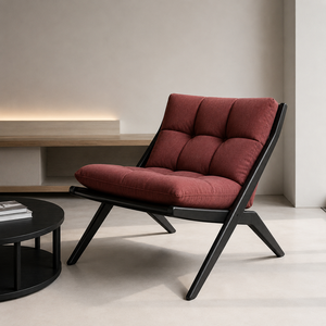 Modern Solid Wood Lounge <b>Chair</b> with Tufted Cushion <b>Upholstered</b> Accent <b>Chair</b> for Living Room Hotel Villa Furniture - Product Image 2