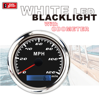 Untuk Speedometer Jarum Hitam 85mm 3 3/8 Inci 120 MPH ODOMETER IP67 Tahan Air 12V/24V Lampu Latar LED Super Putih Jernih