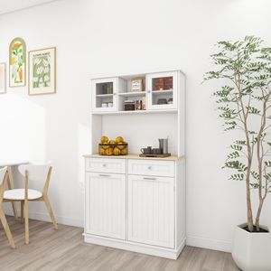 Mobiletto da Cucina Alto 172 cm per Rifiuti con 3 Ripiani Regolabili, 2 Cassetti e 1 Cestello Ribaltabile - Armadietto Contenitore per Cucina e Sala da Pranzo - Product Image 6