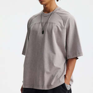 T-shirt en tricot vintage délavé à l'acide, 100% coton, 300 GSM, texture douce, coupe ample, style streetwear, confort optimal, unisexe - Product Image 2