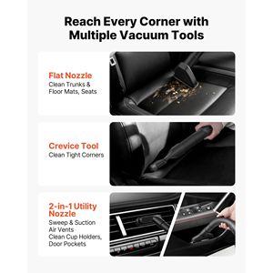 Aspirapolvere Portatile da 800W per Liquidi e Solidi, 2.6 Galloni, 2.5 HP di Picco, con Vari Ugelli, Tubo da 1.25 Pollici x 4 Piedi - Product Image 3