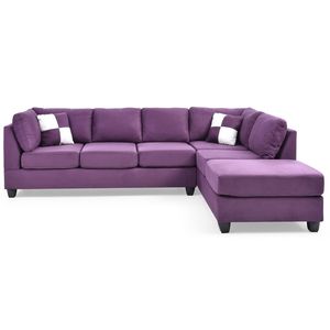 Malone G637B SC Divano Sezionale Viola con Chaise Longue Senza Pouf - Product Image 3