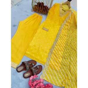 Ensemble de costume pour femme en soie modal lourde, haut, bas et dupatta pour les occasions spéciales - Product Image 4