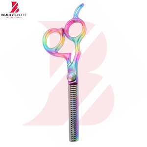 Ciseaux de coiffure professionnels multicolores arc-en-ciel en titane avec manche ergonomique en plastique - Product Image 3