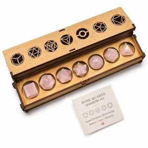 Coffret de 7 Solides Platoniques Sculptés en Pierres Précieuses pour la Guérison par le Reiki, la Méditation et le Feng Shui - Product Image 5