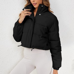 Chaqueta Corta Acolchada para Mujer, Color Sólido, Cuello Alto, Cierre de Cremallera, Manga Larga, Abrigo Cálido de Invierno, Chaqueta Acolchada al por Mayor - Product Image 4
