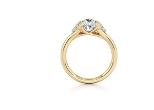 1.19 Carat Pear Cut Lab Grown Diamond Engagement <b>Ring</b> 9K Yellow Gold Half <b>Moon</b> Side <b>Stone</b> Three <b>Stone</b> Bridal <b>Ring</b> - Product Image 2