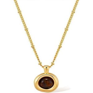 Collana da Donna con Ciondolo in Pietra Dorata, Pendente Grosso con Gemma per Matrimonio, Ballo di Fine Anno, Gioielli alla Moda, Regalo, Ciondoli e Charms Chic - Product Image 1