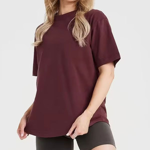 T-shirt décontracté pour femme, coupe ample, col rond, manches courtes, 100 % coton écologique, couleur unie, respirant, séchage rapide, jersey - Product Image 1