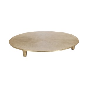Plateau de rangement rond plaqué or, finition texturée, design minimaliste, compartiment unique, pour utilisation dans le salon - Product Image 3