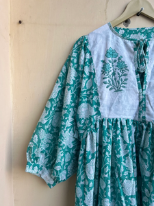 Robe longue décontractée à motif floral en coton brodé, imprimé au bloc, avec pompons, pour femme – Cadeau pour elle - Product Image 3