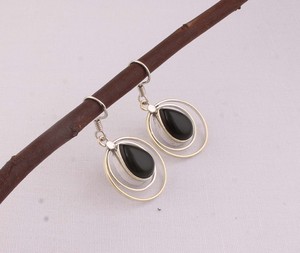 Dainty Black Onyx Earrings 925 Sterling <b>Silver</b> Minimalist Jewelry Small Black Gemstone <b>Studs</b> for Women Thin <b>Silver</b> Earrings - Product Image 6