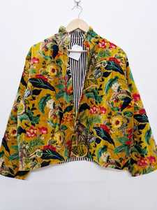 Latest Design Yellow Floral Soft Velvet Bomber <b>Jacket</b> For Women Luxury Winter Coat Boho Bridal Outerwear Elegant <b>Bridesmaid</b> - Product Image 3