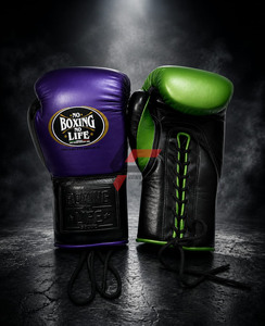 Nouveau modèle dernier cri No Boxing No Life, ensemble de gants de boxe pour entraînement et sparring, en cuir de vachette véritable, avec sangle de poignet réglable, complet - Product Image 3