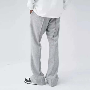 Pantalon de survêtement gris pour homme, taille élastique, respirant, décontracté, avec logo personnalisé sur la jambe droite, en coton tricoté mi-lourd pour l'automne - Product Image 2