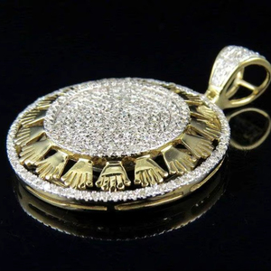 Pendentif ovale de luxe en moissanite, style hip-hop, effet diamant VVS, couleur or, collier bling-bling - Product Image 1