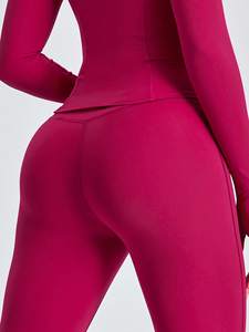 Custom Women's Yoga Set Long Sleeve Zip Jacket High Waist <b>Leggings</b> <b>Slim</b> Fit Gym Workout Activewear Custom Fitness Wear Supplier - Product Image 2
