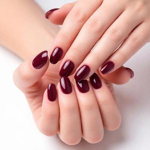 Uñas de acrílico redondas y cuadradas Rich Wine Red Minimalist Chic Midnight Kiss Design - Product Image 4