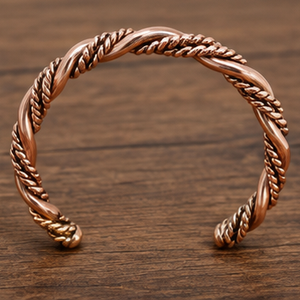 Detailed Heavy Wire <b>Rope</b> Patterned Pure Copper Cuff <b>Bracelet</b> Exquisite Metal Jewelry Promotional Novelty Gift - Product Image 1