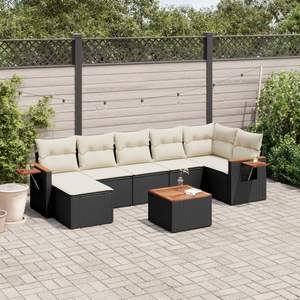 Grand ensemble de canapés de jardin modulaires en rotin PE noir, collection de meubles d'extérieur élégante - Product Image 1