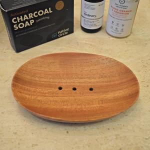 Support à Savon en Bois Carbonisé Naturel de Haute Qualité, Longue Durée, avec Drainage et Antidérapant pour Évier - Product Image 5