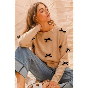 Suéter con apliques de lazo para mujer - Product Image 3