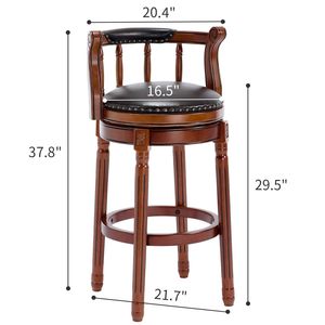 Sgabelli da Bar in Pelle di Vacchetta 29.5 con Seduta Girevole a 360 Gradi e Schienale Confortevole per Cucina e Bancone, Colore Nero - Product Image 6