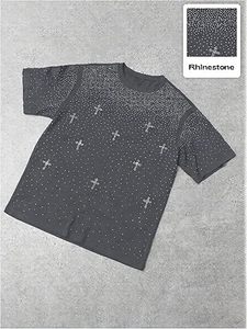 T-shirt d'été en gros pour hommes, personnalisé, avec strass effet charbon et thermocollant argenté, style streetwear, usine OEM - Product Image 5