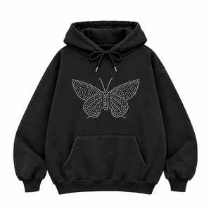 Sudadera con Capucha Oversize para Hombre, con Pedrería de Mariposa, Tejida, Estilo Urbano, para Otoño - Product Image 2