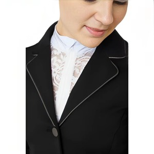 Chaqueta de equitación para mujer de alta calidad, transpirable, de corte ajustado, con ribetes en contraste, solapas y aberturas traseras, de elastano. - Product Image 4