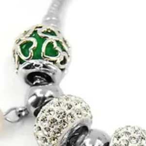   Bracelet porte-bonheur pour femmes, fabriqué en 1990, élégant, couleur argent vert, pendentif, bijoux de poignet, accessoire de mode élégant, anniversaire - Product Image 5