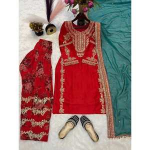 Haut de soirée pour femmes de marque avec bas et ensemble élégant Dupatta - Product Image 4