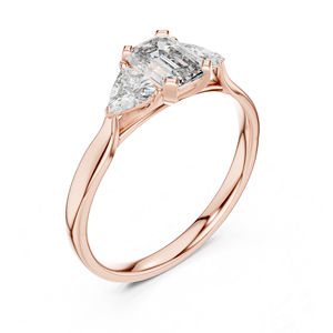 Anillo de Oro Amarillo de 14K con Esmeralda y Diamante Cultivado en Laboratorio con Corte Trillón para Mujer |   Ropa de Fiesta |   Diamante Nuevo Certificado por IGI de Lujo de 2 Quilates - Product Image 6