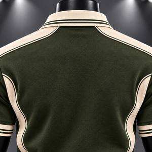 Men's Green Short Sleeve for Shirt with Contrast <b>Trim</b> Regular Fit Sporty Style Digital Printing Jersey <b>Fabric</b> - Product Image 5
