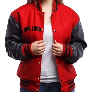 Chaquetas de Lana para Mujer, Parches de Chenilla Personalizados, Bordado, Mangas de Cuero Genuino, Chaqueta Corta Estilo Universitario - Product Image 6
