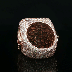 Bague signet de luxe en or rose 10 carats avec diamants, 14,73 carats, taille princesse, style cluster, pour homme, bijoux de mariage et de fête, cadeau haut de gamme - Product Image 4