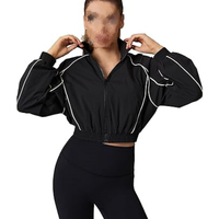 Veste coupe-vent en polyester froissé de qualité supérieure pour femmes, style streetwear cool, logo personnalisé, coupe courte, maille imperméable, nylon écologique