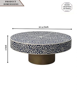 Taburete Decorativo para el Hogar Hecho a Mano, Ecológico y Moderno, Diseño Único de Lujo Indio con Incrustaciones de Hueso, Uttar Pradesh F S - Product Image 1
