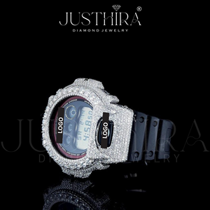 Reloj de pulsera digital de moda estilo hip hop, con bisel plateado brillante y correa negra de lujo, precio de fábrica al por mayor. - Product Image 3
