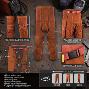 Pantalon de soudeur en cuir de vachette pleine fleur de qualité supérieure, résistant, vêtement de protection industriel, protection ignifuge - Product Image 4