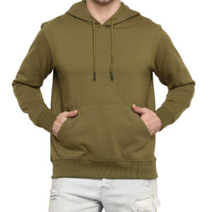 Sweat à capuche pour homme en polaire 100% polyester, couleur unie, manches longues, avec poche, respirant, hiver - Product Image 1