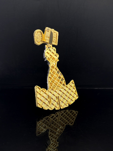 Pendentif en alliage plaqué or, style hip-hop, bling-bling, avec diamants imitation glace - Product Image 3